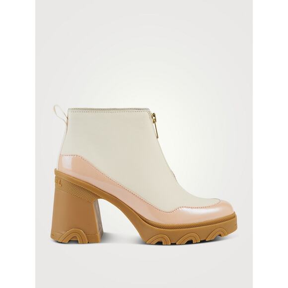 SOREL Waterproof Brex Zip Leather Ankle Boots in Chalk, Peach Sz 9 - Picture 3 of 15